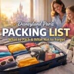 Disneyland Paris packing list suitcase with travel essentials for a theme park trip
