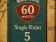 Disney-style ride wait time sign showing 60 minutes regular, 5 minutes single rider queue