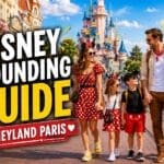 Disneybounding guide at Disneyland Paris with stylish family wearing character inspired outfits near fairytale castle