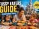 Disneyland Paris fussy eaters guide showing family dining with picky child eating at themed restaurant near castle