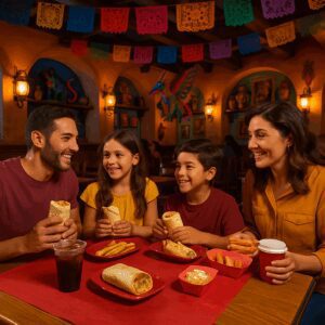 Guests enjoying Mexican dishes at Casa de Coco