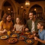 Guests enjoying a meal in Adventureland’s Agrabah Café