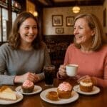 Guests enjoying pastries inside Cable Car Bake Shop Disneyland Paris