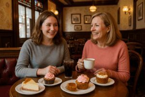 Guests enjoying pastries inside Cable Car Bake Shop