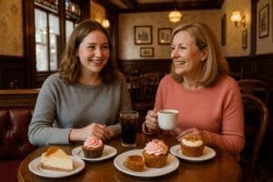 Guests enjoying pastries inside Cable Car Bake Shop
