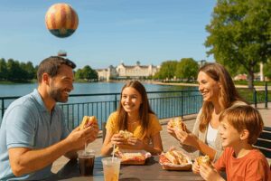 Guests enjoying sandwiches at Earl of Sandwich