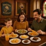 Guests enjoying traditional British meals at Toad Hall Restaurant Disneyland Paris