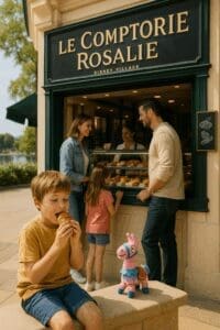 Guests ordering at Le Comptoir Rosalie takeaway window