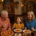 Interior decor inspired by Lady and the Tramp at Pizzeria Bella Notte Disneyland Paris