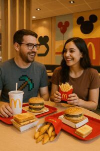 McDonald’s tray with deluxe potatoes and burger at Disneyland Paris