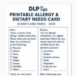 dietary needs checklist for disneyland paris