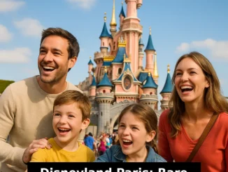 family searching for rare characters at disneyland paris castle background