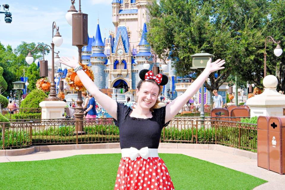 Minnie Mouse Disneybound at Disneyland Paris Guest Disneybounding as Minnie Mouse in a red polka dot skirt at Disneyland Paris