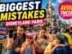 Family making classic Disneyland Paris mistakes during busy summer day with dead phone, map confusion, queues and tired kids near fantasy castle