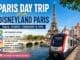 Paris day trip from Disneyland Paris showing Eiffel Tower, RER train and transport guide for families visiting Paris from Disney