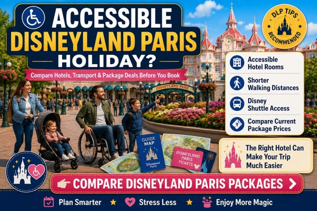 Family planning an accessible Disneyland Paris holiday with wheelchair access, stroller access and hotel information