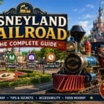 Disneyland Railroad steam train travelling around Disneyland Paris with Sleeping Beauty Castle in the background
