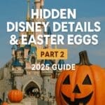 Sleeping Beauty Castle at Disneyland Paris with visual callouts to hidden details, promoting Part 2 of the 2025 Easter eggs guide