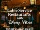 Themed restaurant interior at Disneyland Paris with fairy lights and Disney-style decor, promoting top table service dining options for 2025