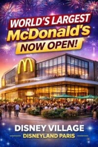 now open in disney village at disneyland paris. the worlds largest mcdonalds