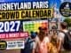 Disneyland Paris Crowd Calendar 2027 feature image showing family planning park dates with crowd level chart, castle background and tips for avoiding busy days and long queues