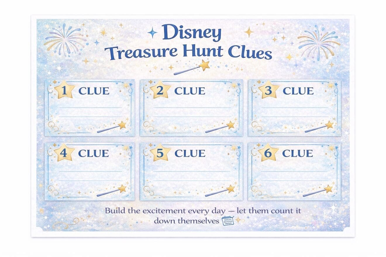 Disney Clues Disney Trip Reveal Ideas for Kids (Free Printables & Tips)
