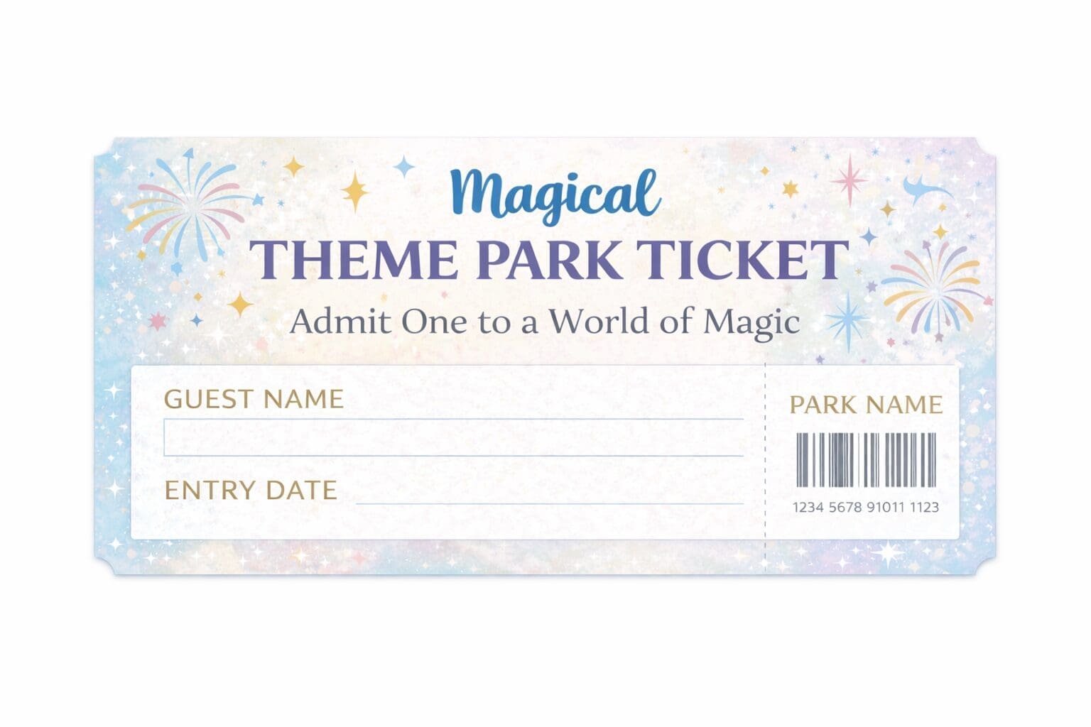 Disney theme park ticket printable for kids surprise reveal