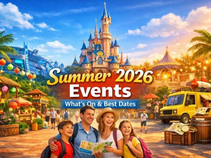 Disneyland Paris Summer 2026 events featuring themed zones with castle, family and seasonal experiences