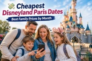 Cheapest Disneyland Paris dates for families showing best value prices by month for a family of four in 2026 and 2027