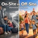 On site vs off site Disneyland Paris hotels comparison showing travel convenience and experience differences