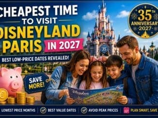 Cheapest time to visit Disneyland Paris 2027 with family planning trip and castle in background