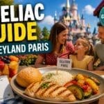 Coeliac guide to Disneyland Paris with gluten-free meal, allergy card and castle background