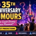Disneyland Paris 35th Anniversary rumours and predictions feature image showing castle fireworks, drone displays and possible anniversary celebrations for 2027