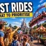 Disneyland Paris best rides guide showing rollercoaster attractions and family choosing rides