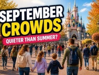 Disneyland Paris September crowds guide showing moderate crowds with relaxed park atmosphere and mild sunny weather