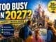 Disneyland Paris busy crowds 2027 theme park queues castle anniversary year high demand