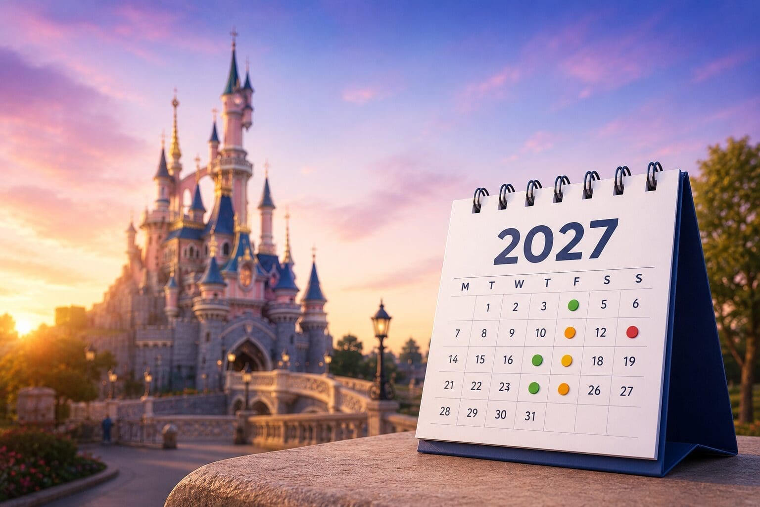 Disneyland Paris Crowd Calendar 2027 showing the best and busiest dates to visit