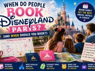Family planning a Disneyland Paris holiday with booking calendar and tips showing the best time to book for lower prices and better hotel availability