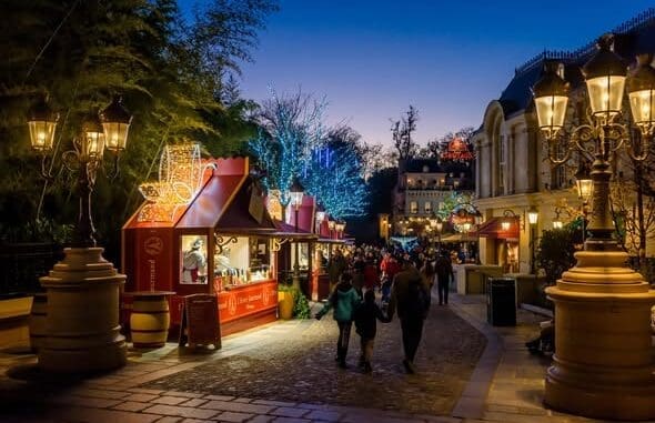 Disneyland Paris food market stalls in Fantasyland serving regional French food and seasonal snacks